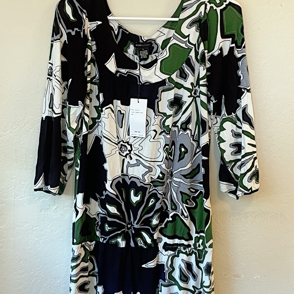 BCBGMaxAzria Abstract Floral Blouse - Black, Green, Gray